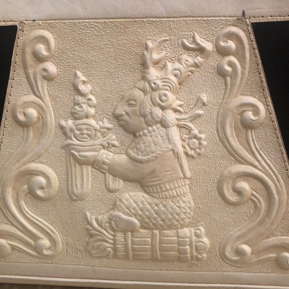 Vintage Hand Tooled Mayan God Purse Mexico - Picture 2 of 8